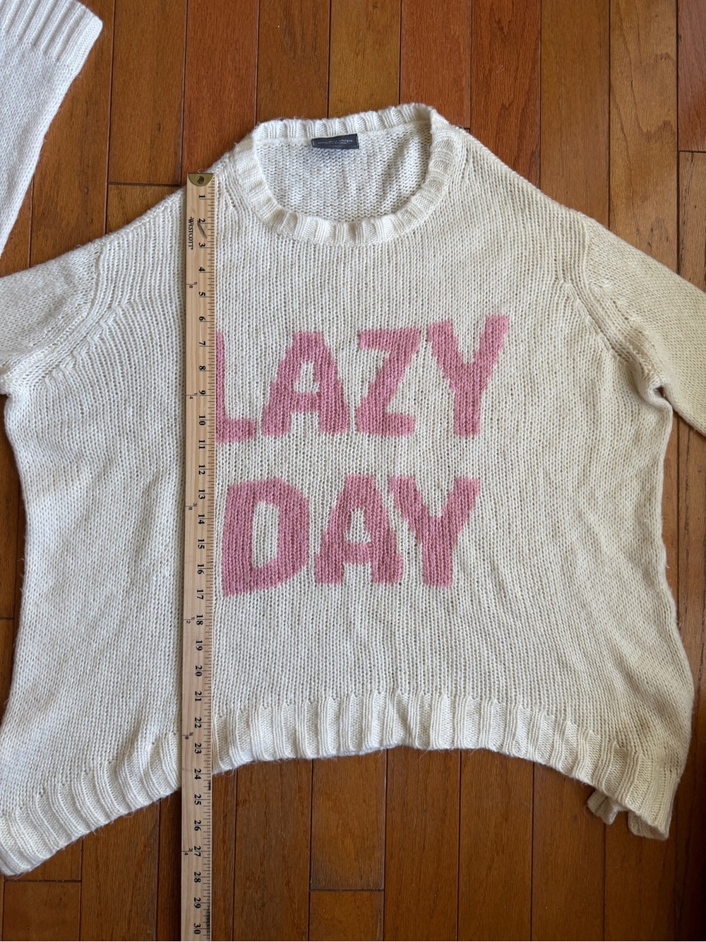 Wooden Ships Lazy Day Sweater Size S/M Mohair Blend Ivory Open Knit Top - Picture 7 of 7